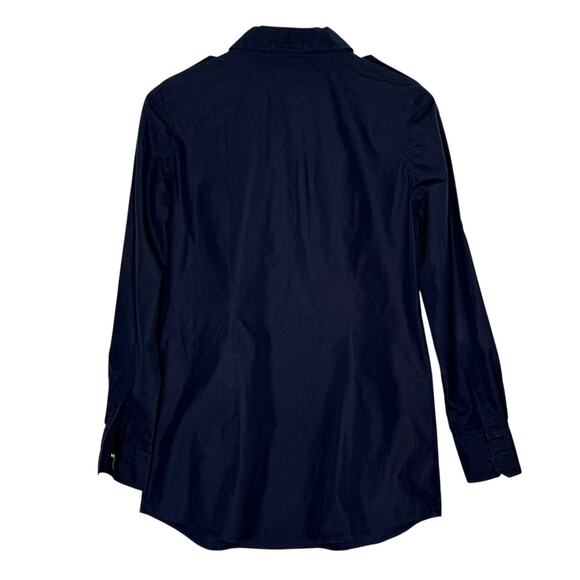 Tory Burch 6 Womens Navy Gold Button Popover Tunic Top Cotton Poplin Preppy - Picture 2 of 11